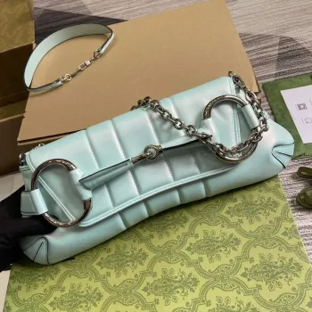 Gucci 764255 Gucci Horsebit Chain Medium Shoulder Bag Symphony blue
