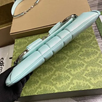 Gucci 764255 Gucci Horsebit Chain Medium Shoulder Bag Symphony blue