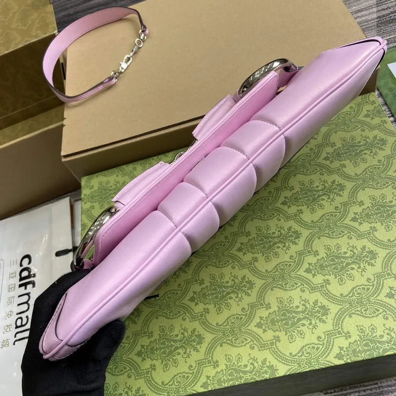 Gucci 764255 Gucci Horsebit Chain Medium Shoulder Bag Symphony powder