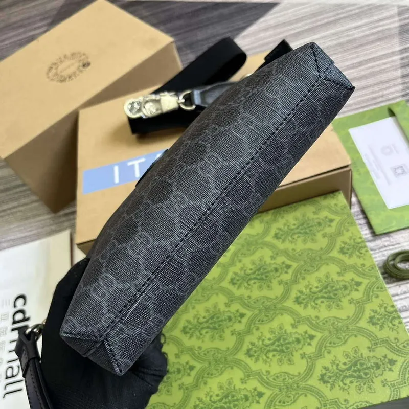 Gucci 760021 Messenger Bag With Interlocking G Black