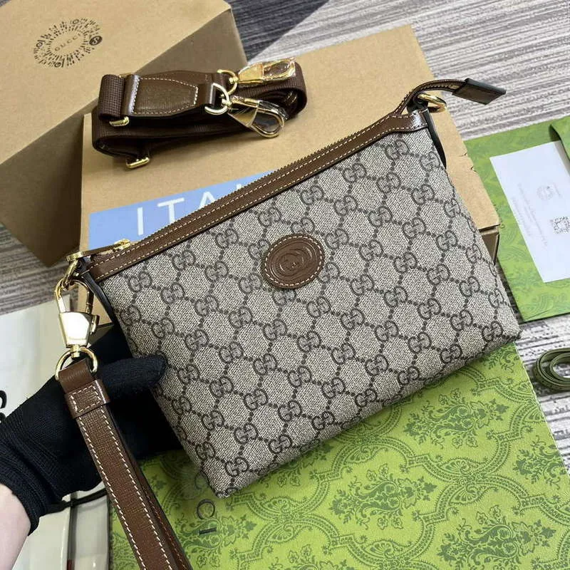 Gucci 760021 Messenger Bag With Interlocking G Brown
