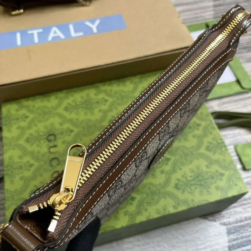 Gucci 760021 Messenger Bag With Interlocking G Brown