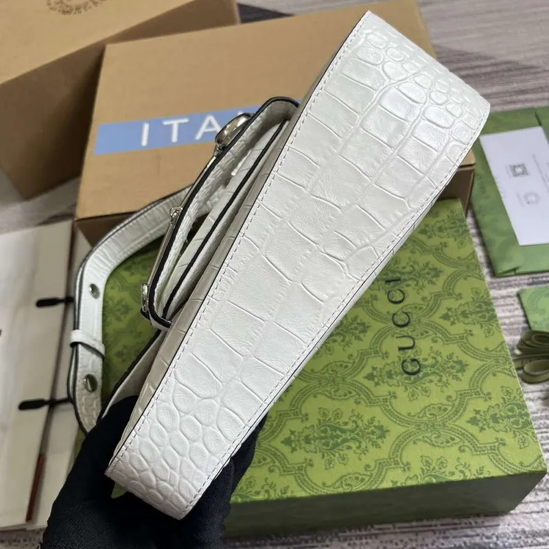 Gucci 764155 Gucci Horsebit 1955 Shoulder Bag white/crocodile pattern
