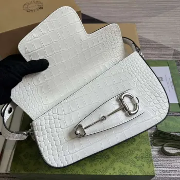 Gucci 764155 Gucci Horsebit 1955 Shoulder Bag white/crocodile pattern