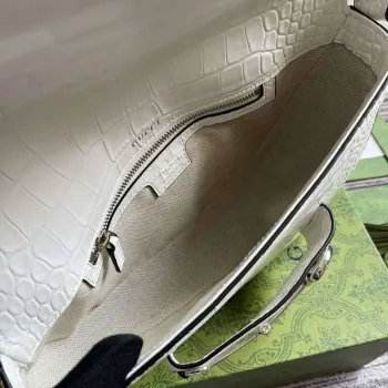 Gucci 764155 Gucci Horsebit 1955 Shoulder Bag white/crocodile pattern