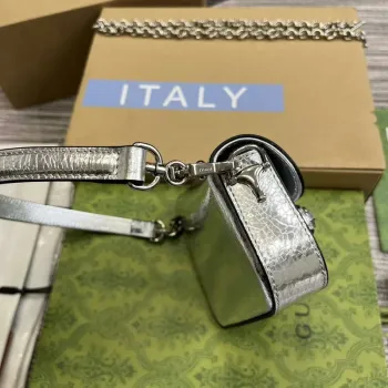 Gucci 774209 Gucci Horsebit 1955 Mini Shoulder Bag Silver