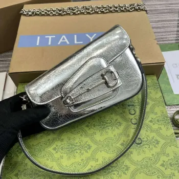 Gucci 774209 Gucci Horsebit 1955 Mini Shoulder Bag Silver