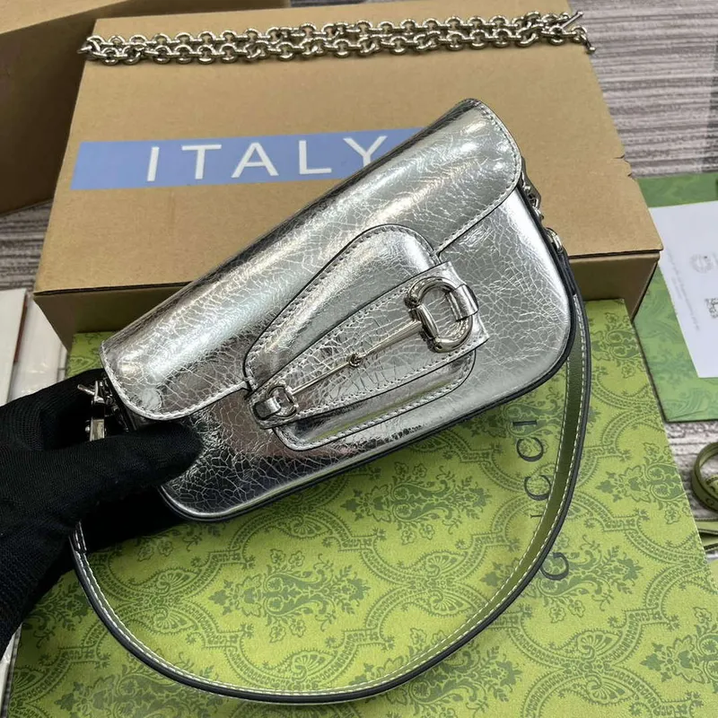 Gucci 774209 Gucci Horsebit 1955 Mini Shoulder Bag Silver