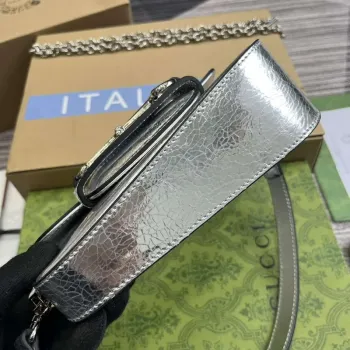 Gucci 774209 Gucci Horsebit 1955 Mini Shoulder Bag Silver