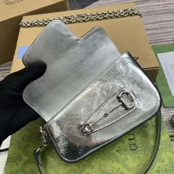 Gucci 774209 Gucci Horsebit 1955 Mini Shoulder Bag Silver