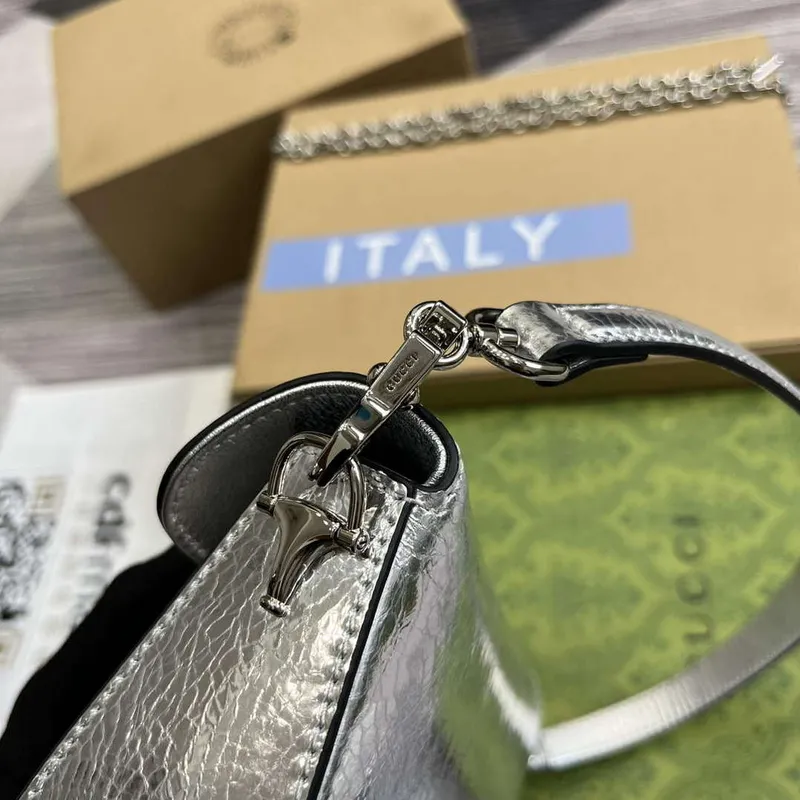Gucci 774209 Gucci Horsebit 1955 Mini Shoulder Bag Silver