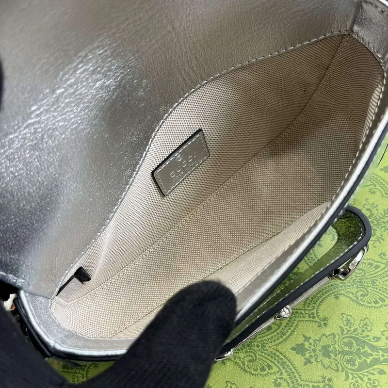 Gucci 774209 Gucci Horsebit 1955 Mini Shoulder Bag Silver