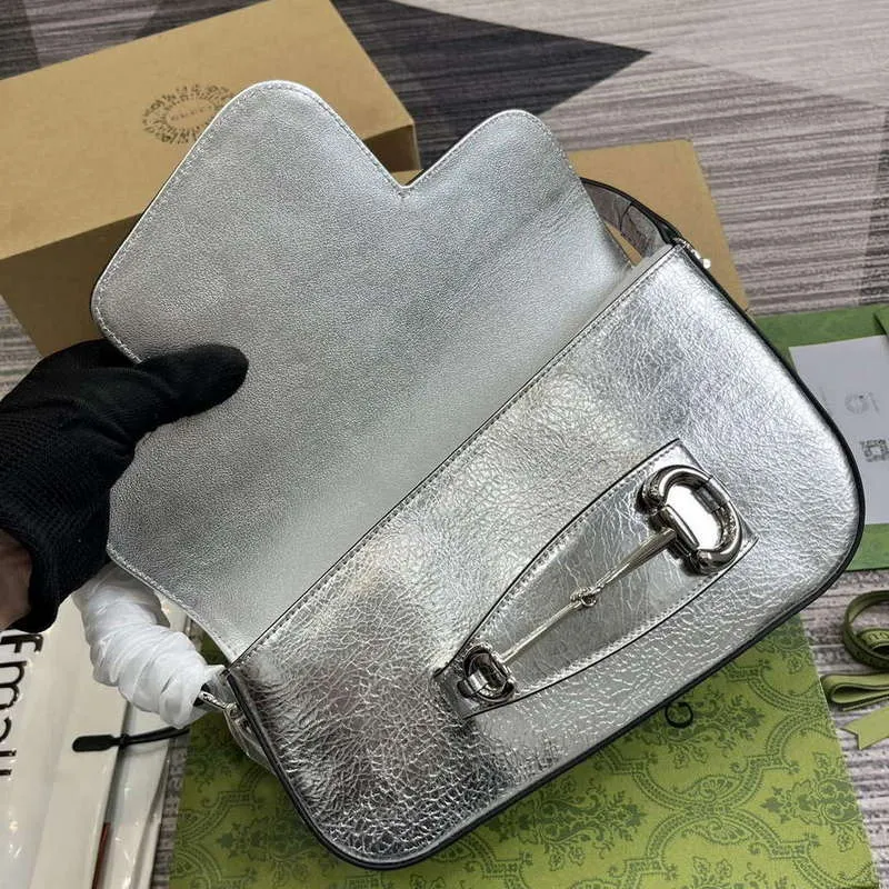 Gucci 764155 Gucci Horsebit 1955 Shoulder Bag Silver