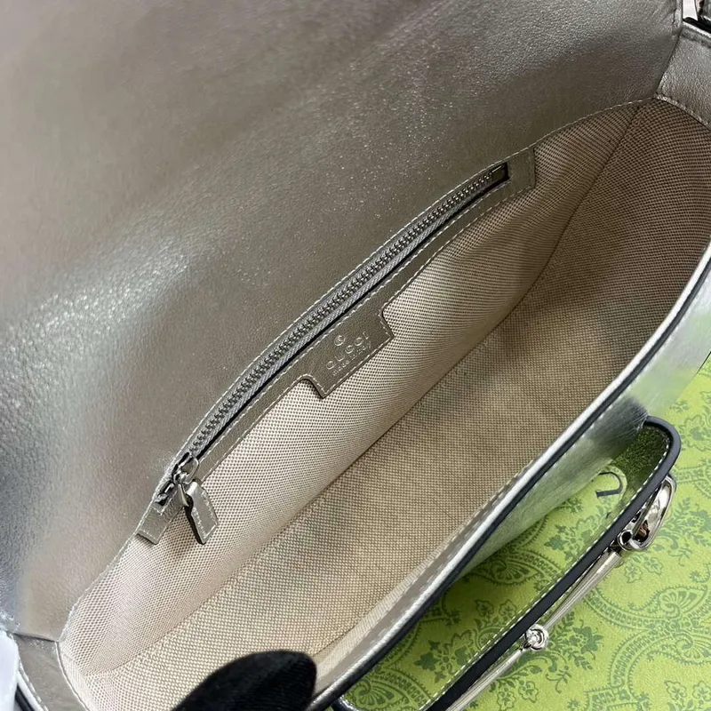Gucci 764155 Gucci Horsebit 1955 Shoulder Bag Silver