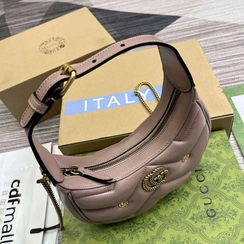 Gucci 770983 GG Marmont Half Moon Shaped Mini Bag Light pink