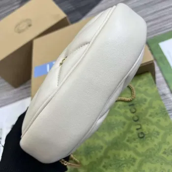 Gucci 770983 GG Marmont Half Moon Shaped Mini Bag White