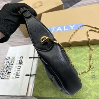 Gucci 770983 GG Marmont Half Moon Shaped Mini Bag Black