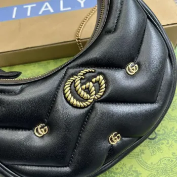 Gucci 770983 GG Marmont Half Moon Shaped Mini Bag Black