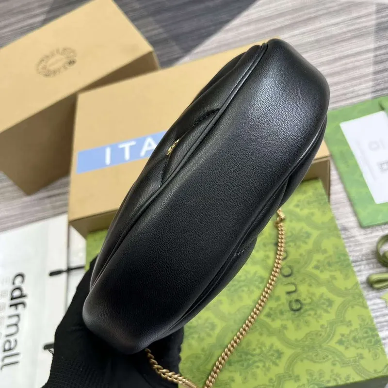 Gucci 770983 GG Marmont Half Moon Shaped Mini Bag Black