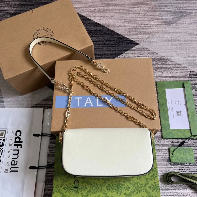 Gucci 735178 Gucci Horsebit 1955 small shoulder bag White