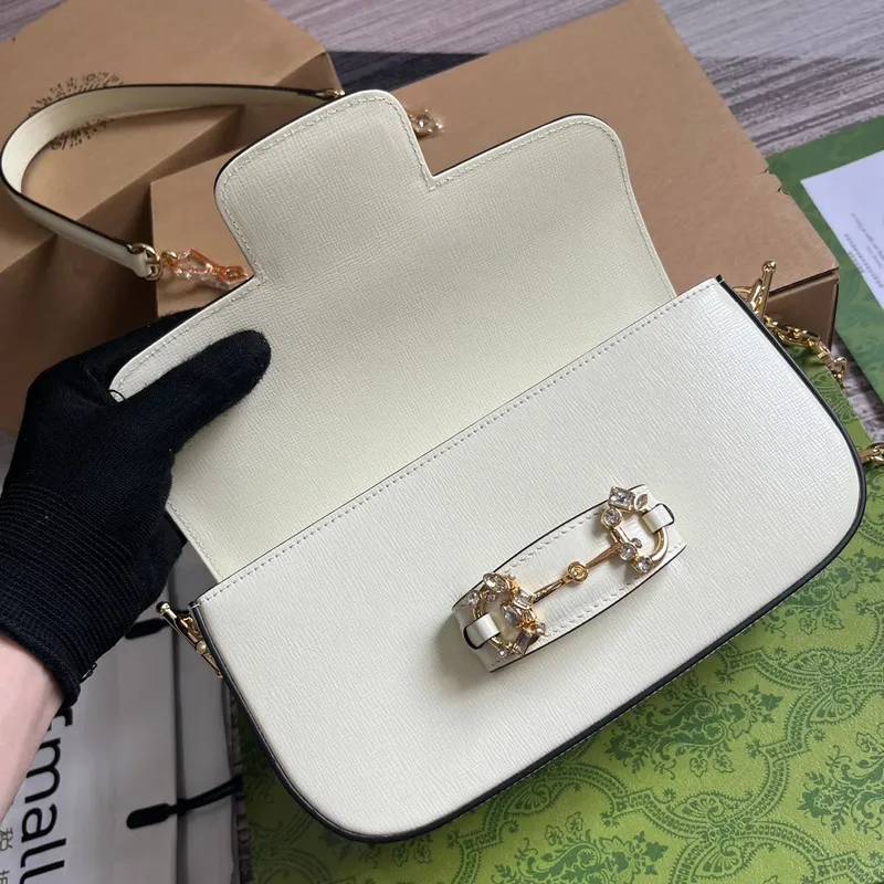 Gucci 735178 Gucci Horsebit 1955 small shoulder bag White