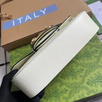 Gucci 735178 Gucci Horsebit 1955 small shoulder bag White