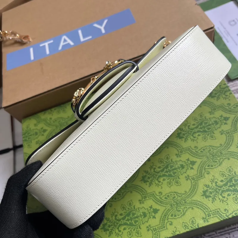 Gucci 735178 Gucci Horsebit 1955 small shoulder bag White