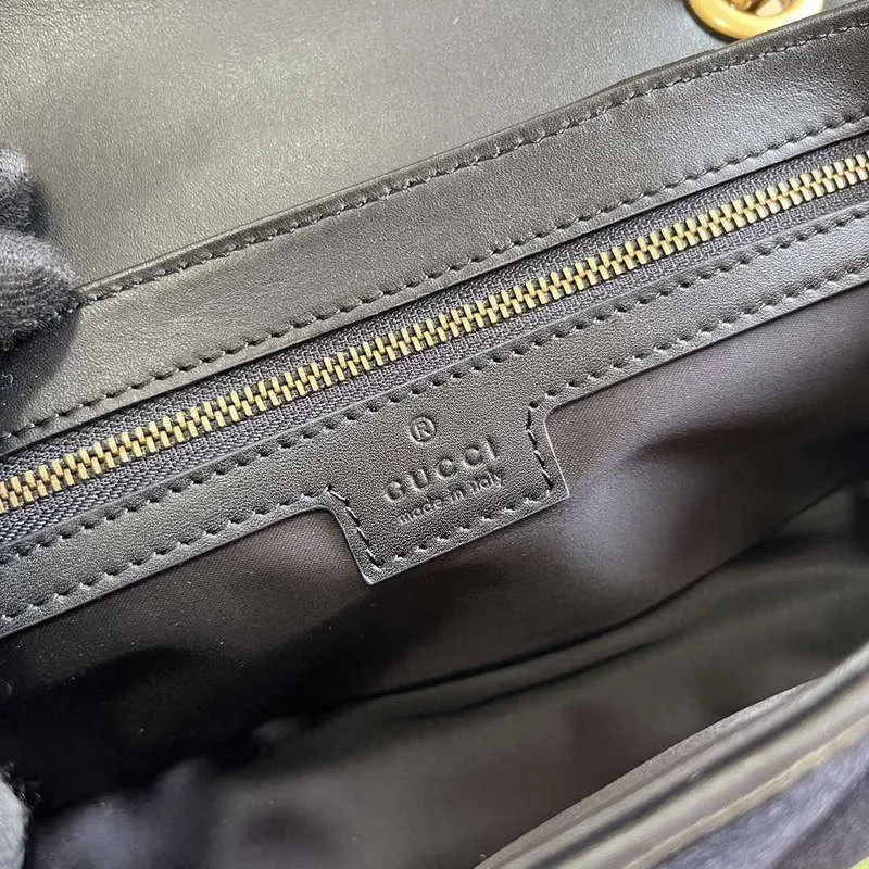 Gucci 443497 GG Marmont Small Shoulder Bag Black Quilted Velvet