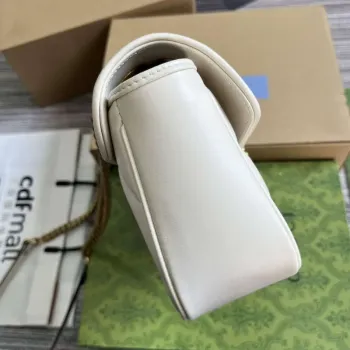 Gucci 443497 GG Marmont Small Shoulder Bag Double G Studs White