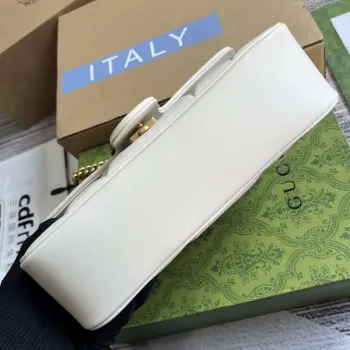 Gucci 443497 GG Marmont Small Shoulder Bag Double G Studs White