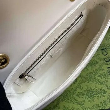 Gucci 443497 GG Marmont Small Shoulder Bag Double G Studs White