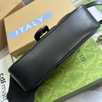 Gucci 443497 GG Marmont Small Shoulder Bag Double G Studs Black