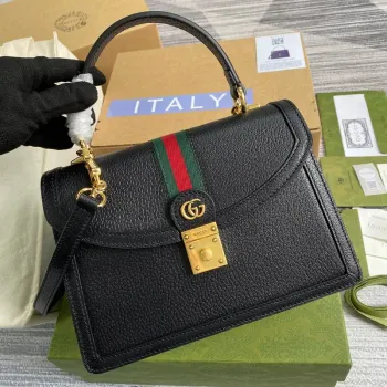 Gucci    651055 Ophidia Small Top Handle Bag With Web Black leather
