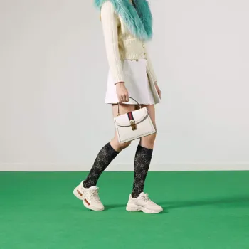 Gucci    651055 Ophidia Small Top Handle Bag With Web White leather