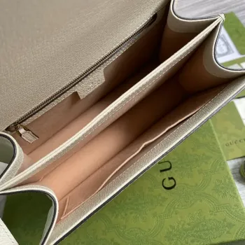 Gucci    651055 Ophidia Small Top Handle Bag With Web White leather