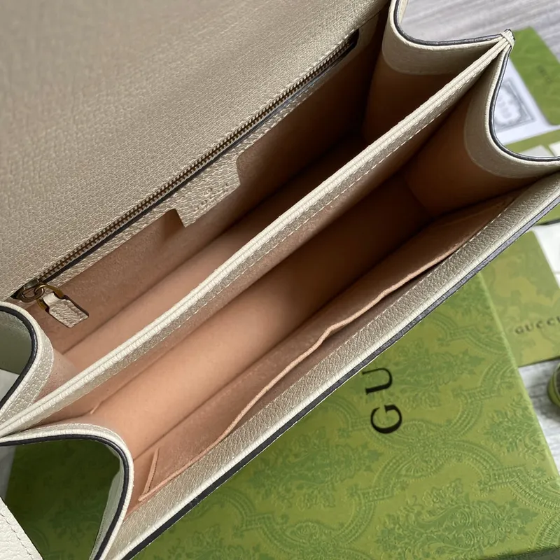 Gucci    651055 Ophidia Small Top Handle Bag With Web White leather