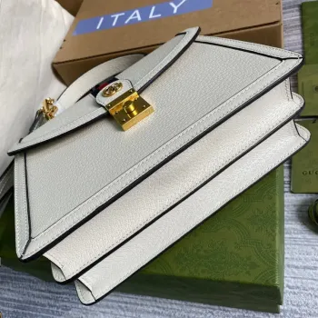 Gucci    651055 Ophidia Small Top Handle Bag With Web White leather