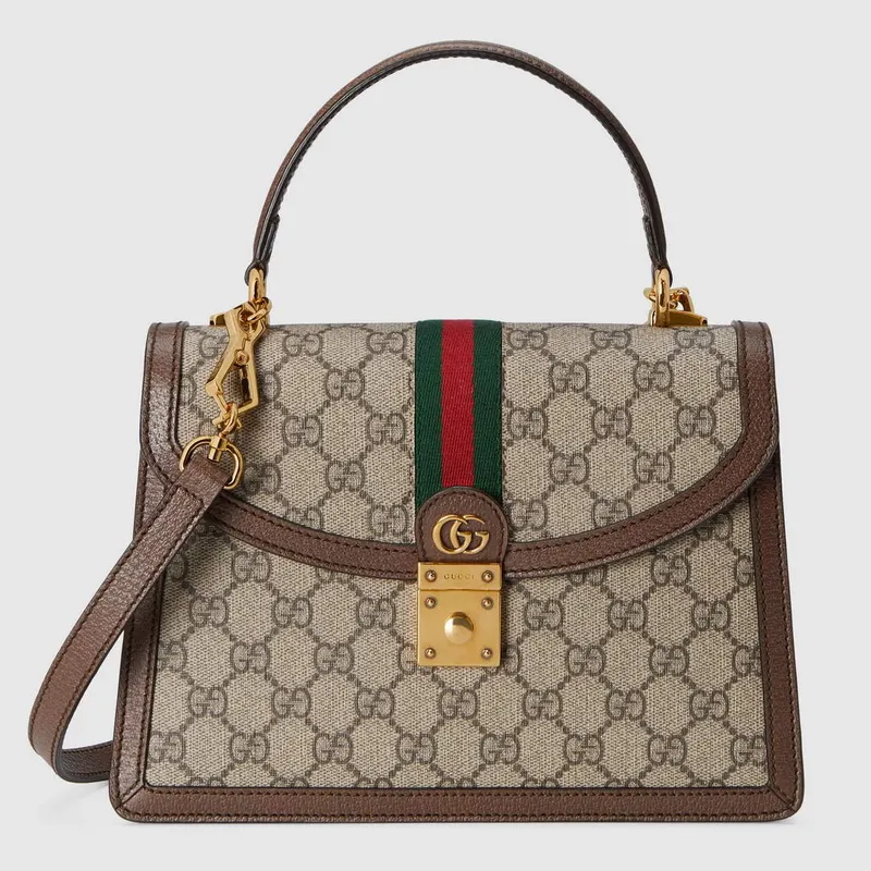 Gucci    651055 Ophidia GG Small Top Handle Bag Beige and Brown