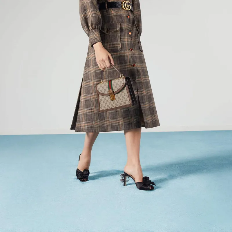 Gucci    651055 Ophidia GG Small Top Handle Bag Beige and Brown