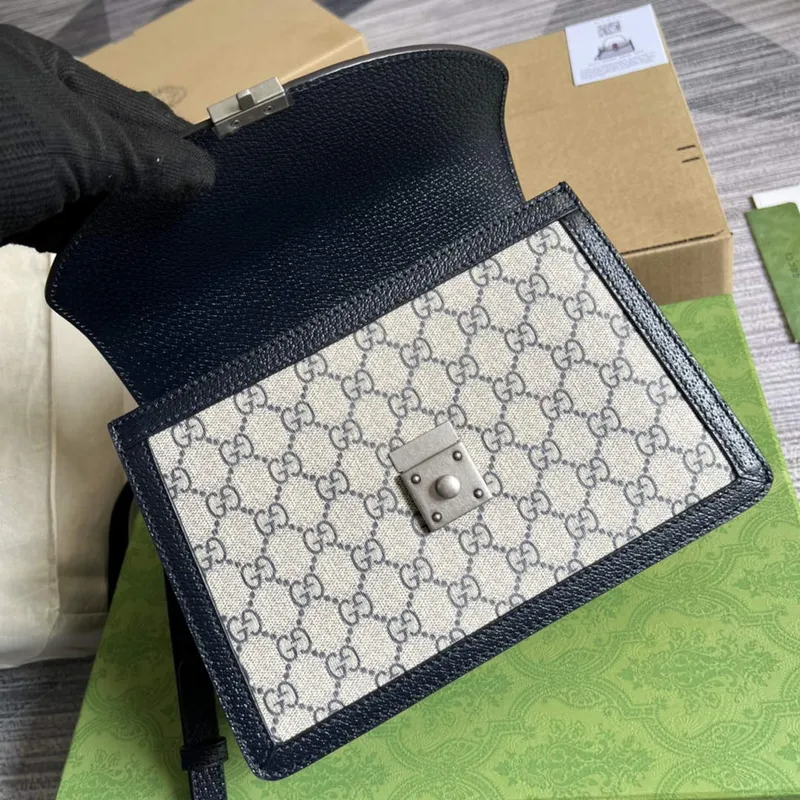 Gucci    651055 Ophidia GG Small Top Handle Bag Beige and Blue