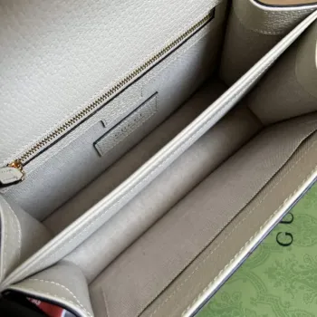 Gucci    651055 Ophidia GG Small Top Handle Bag Beige and white