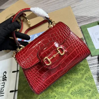 Gucci 703848 Gucci Horsebit 1955 Mini Bag Red crocodile leather