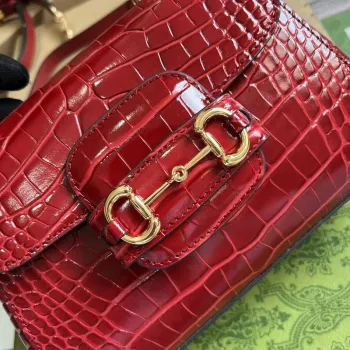 Gucci 703848 Gucci Horsebit 1955 Mini Bag Red crocodile leather