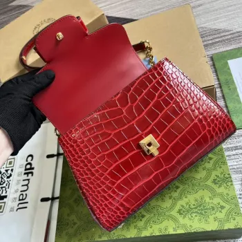 Gucci 703848 Gucci Horsebit 1955 Mini Bag Red crocodile leather