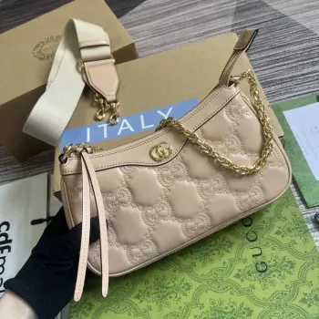 Gucci 735049 Crossbody bags GG matelassé handbag Rose beige leather