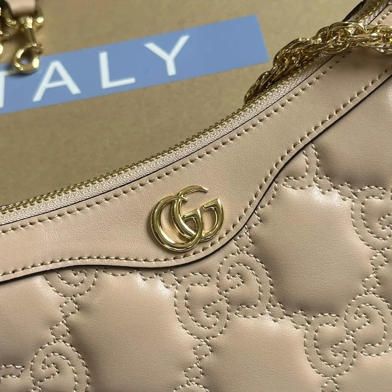 Gucci 735049 Crossbody bags GG matelassé handbag Rose beige leather