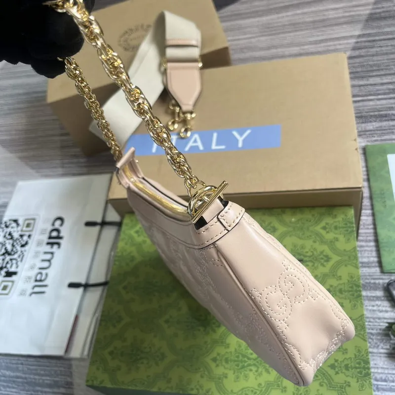 Gucci 735049 Crossbody bags GG matelassé handbag Rose beige leather