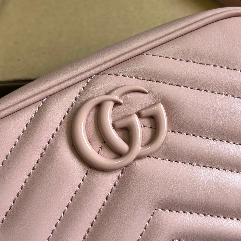 Gucci 634936 GG Marmont Mini Shoulder Bag Light pink matelassé chevron leather