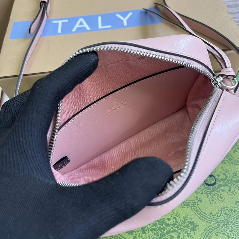 Gucci 634936 GG Marmont Mini Shoulder Bag Light pink matelassé chevron leather