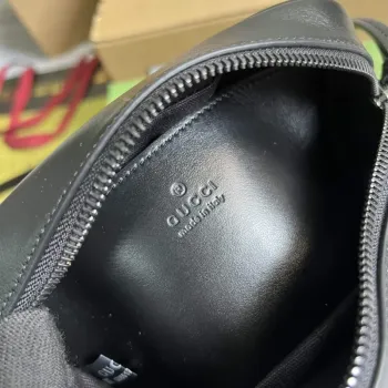 Gucci 634936 GG Marmont Mini Shoulder Bag Black matelassé chevron leather